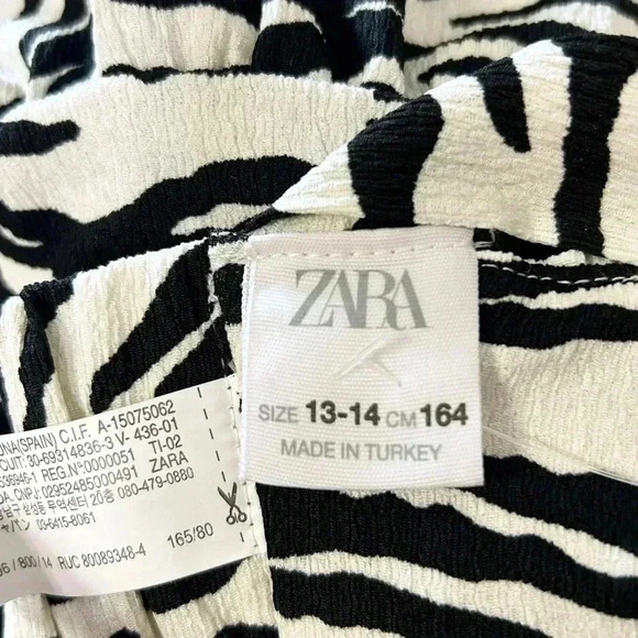 ZARA Gauze Textured Zebra Print Crop Top 13-14y NWOT - Picture 3 of 5